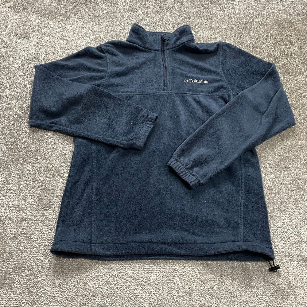 Columbia Sweatshirt Mens Small Dark Blue Zip Up High Neck Fleece Jacket Outdoor